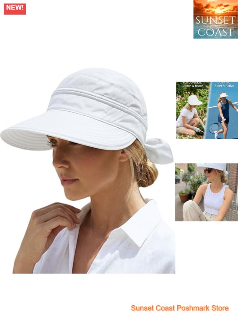 2-in-1 Women's Sun Visor Hat Zip-Off Ponytail UPF 50+ Quick Dry Wide Brim